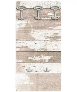 ATTACCAPANNI "SHABBY" IN LEGNO CON 5 GANCI, 45X90X1 CM